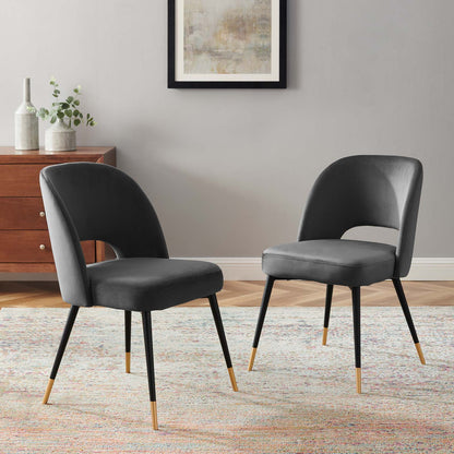 Rouse Performance Velvet Dining Side Chairs - Set of 2, Velvet, Dark Grey Gray, 20316