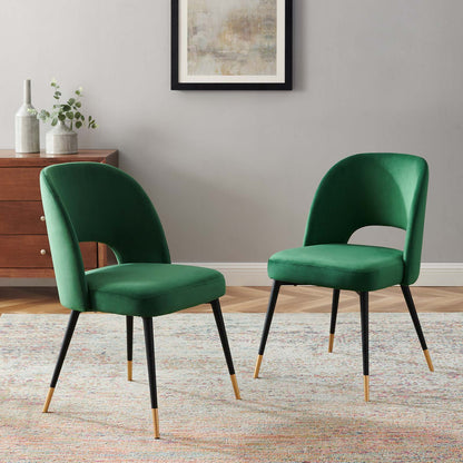 Rouse Performance Velvet Dining Side Chairs - Set of 2, Velvet, Green, 20317