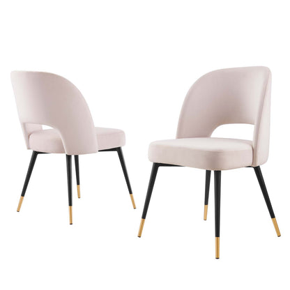 Rouse Performance Velvet Dining Side Chairs - Set of 2, Velvet, Pink, 20319