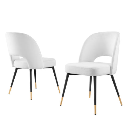 Rouse Performance Velvet Dining Side Chairs - Set of 2, Velvet, White, 20320