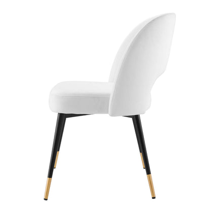 Rouse Performance Velvet Dining Side Chairs - Set of 2, Velvet, White, 20320