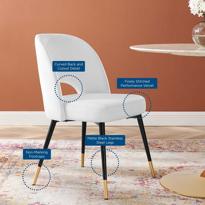 Rouse Performance Velvet Dining Side Chairs - Set of 2, Velvet, White, 20320