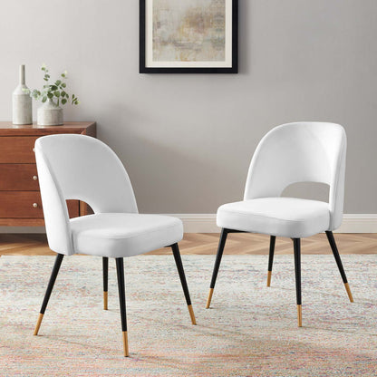 Rouse Performance Velvet Dining Side Chairs - Set of 2, Velvet, White, 20320