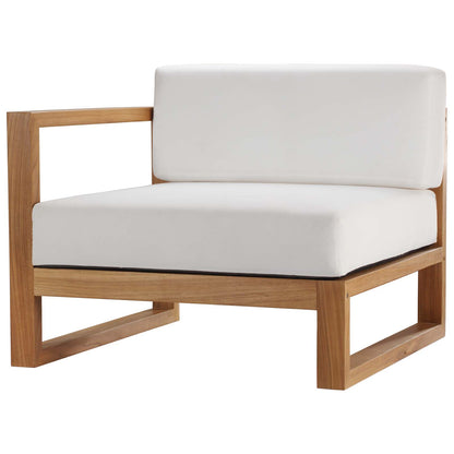 Upland Outdoor Patio Teak Wood 5-Piece Sectional Sofa Set, Wood, Brown Natural White, 20321