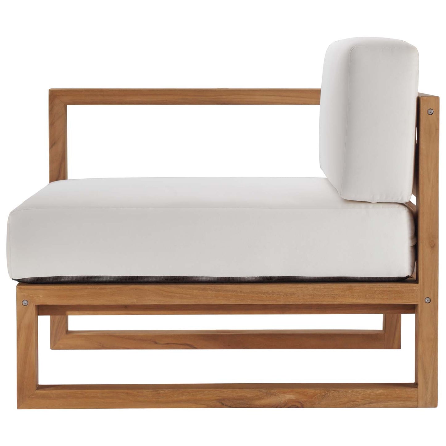 Upland Outdoor Patio Teak Wood 5-Piece Sectional Sofa Set, Wood, Brown Natural White, 20321