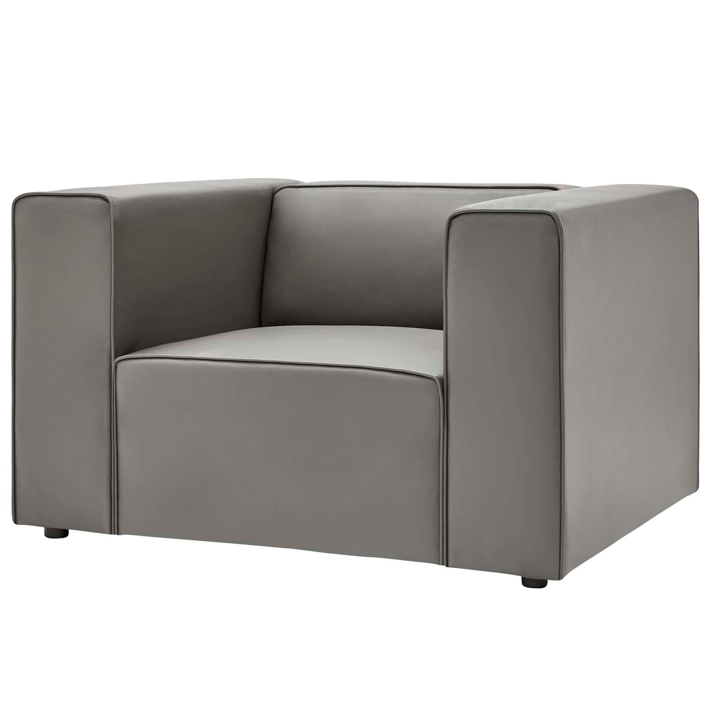 Mingle Vegan Leather Armchair, Faux Vegan Leather, Grey Gray, 20322