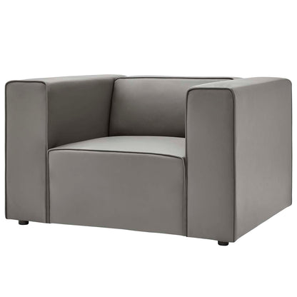 Mingle Vegan Leather Armchair, Faux Vegan Leather, Grey Gray, 20322