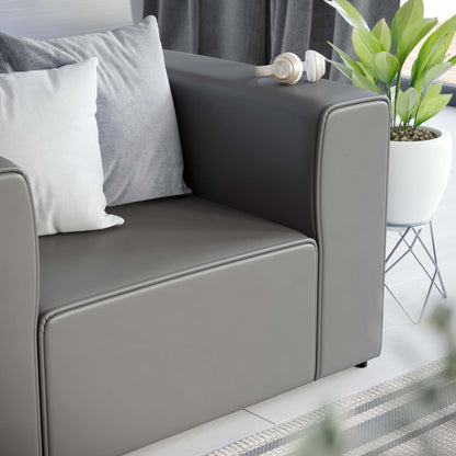 Mingle Vegan Leather Armchair, Faux Vegan Leather, Grey Gray, 20322