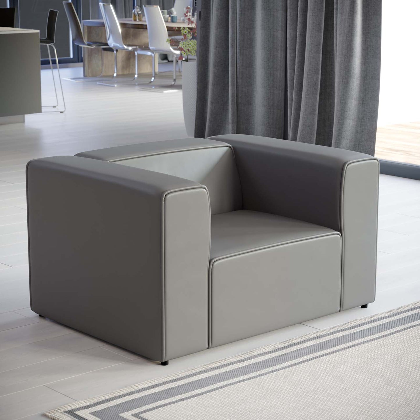 Mingle Vegan Leather Armchair, Faux Vegan Leather, Grey Gray, 20322