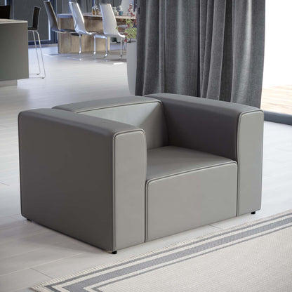 Mingle Vegan Leather Armchair, Faux Vegan Leather, Grey Gray, 20322