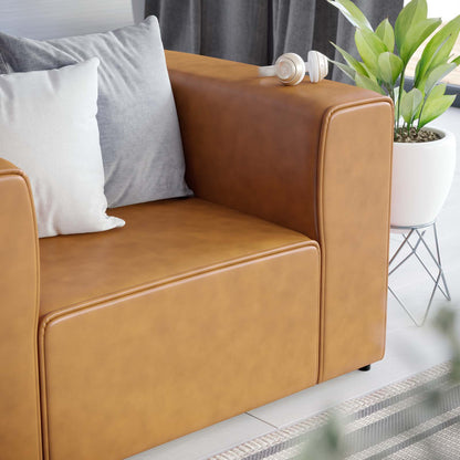 Mingle Vegan Leather Armchair, Faux Vegan Leather, Tan, 20323