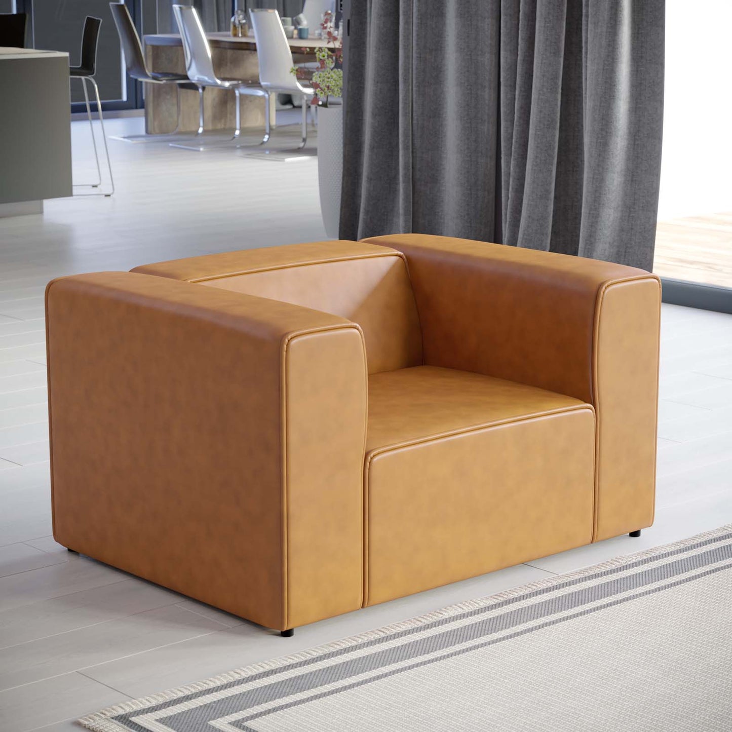 Mingle Vegan Leather Armchair, Faux Vegan Leather, Tan, 20323