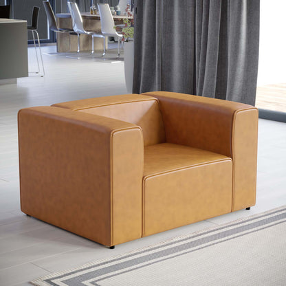 Mingle Vegan Leather Armchair, Faux Vegan Leather, Tan, 20323