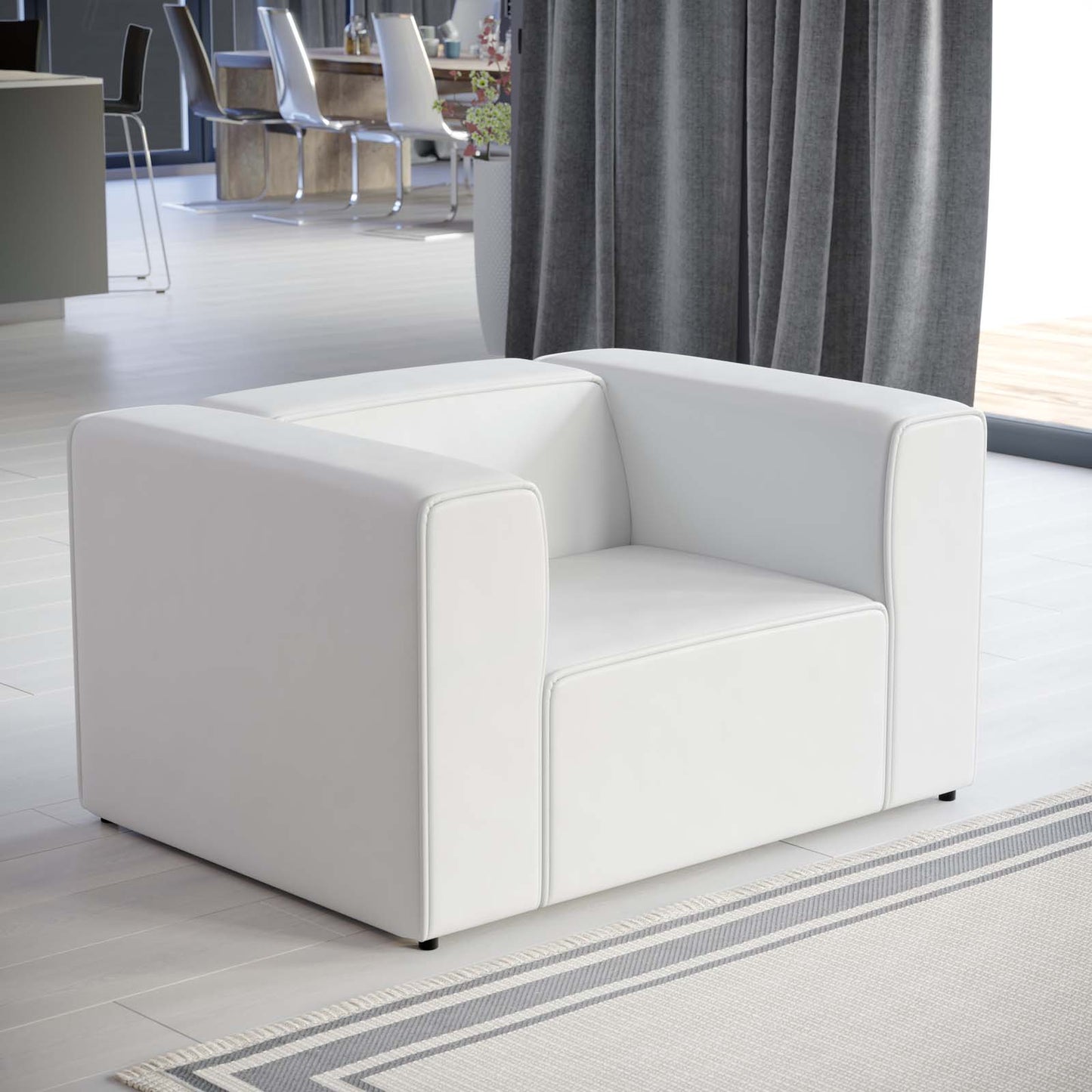 Mingle Vegan Leather Armchair, Faux Vegan Leather, White, 20324