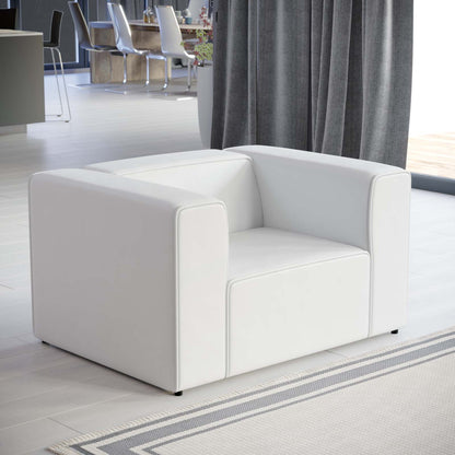 Mingle Vegan Leather Armchair, Faux Vegan Leather, White, 20324