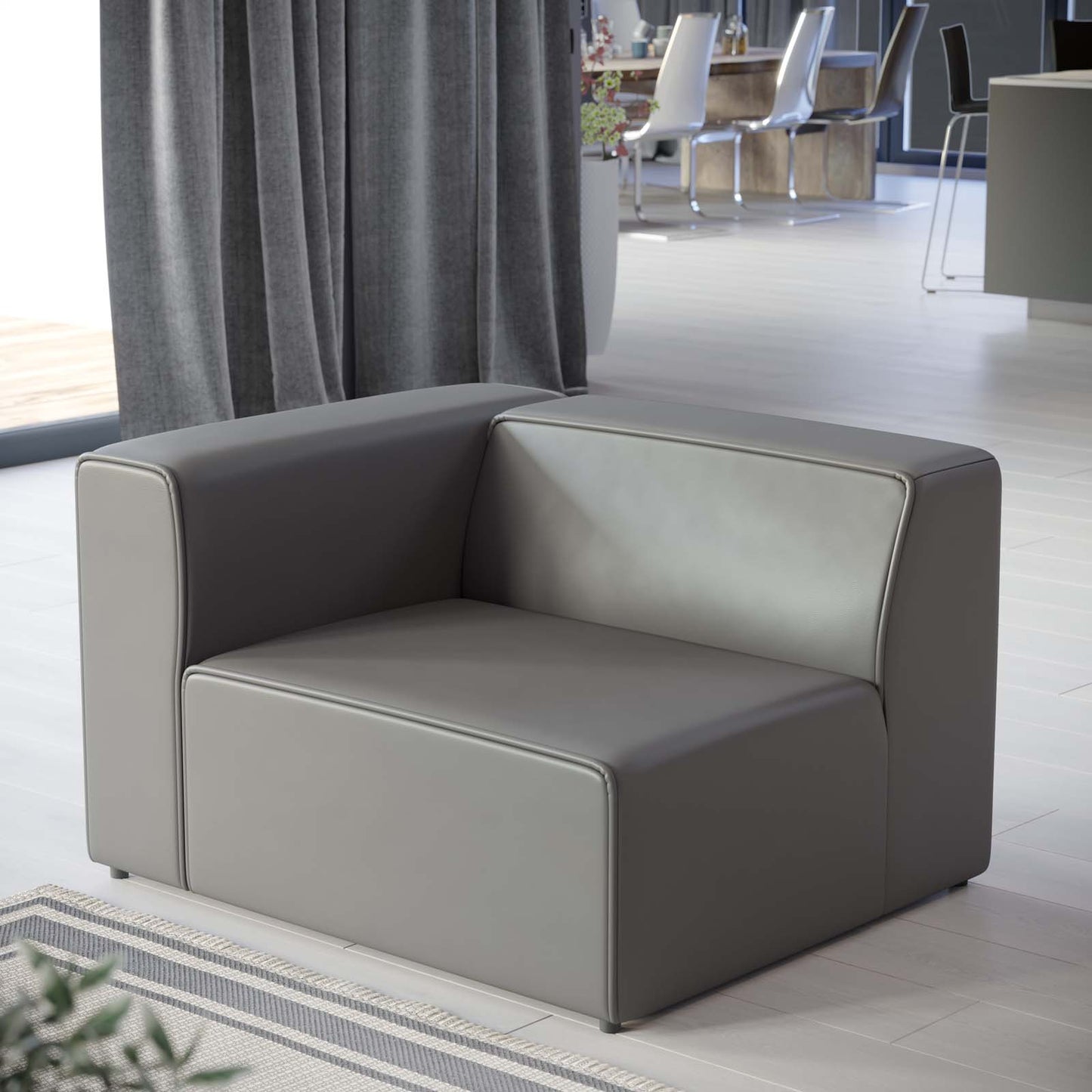 Mingle Vegan Leather Left-Arm Chair, Faux Vegan Leather, Grey Gray, 20325