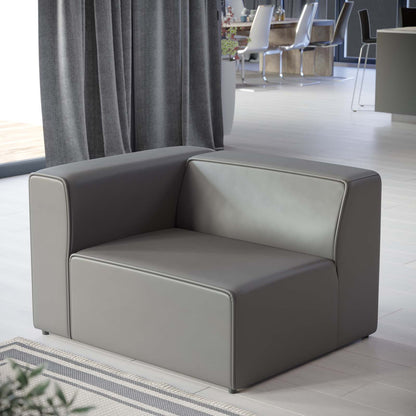Mingle Vegan Leather Left-Arm Chair, Faux Vegan Leather, Grey Gray, 20325
