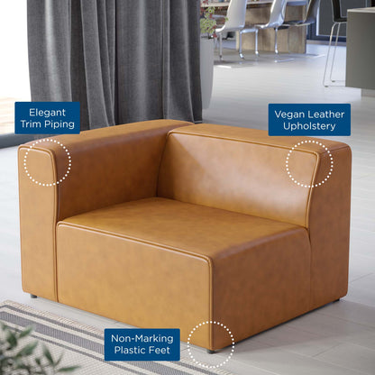 Mingle Vegan Leather Left-Arm Chair, Faux Vegan Leather, Tan, 20326