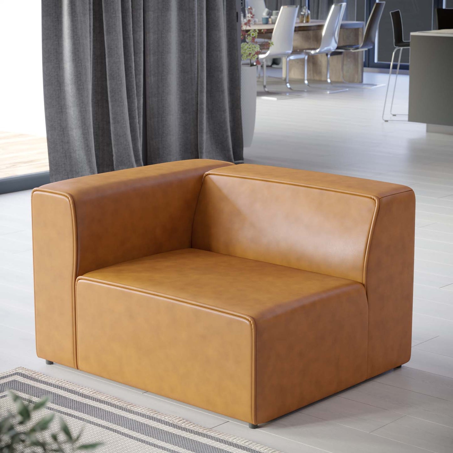 Mingle Vegan Leather Left-Arm Chair, Faux Vegan Leather, Tan, 20326