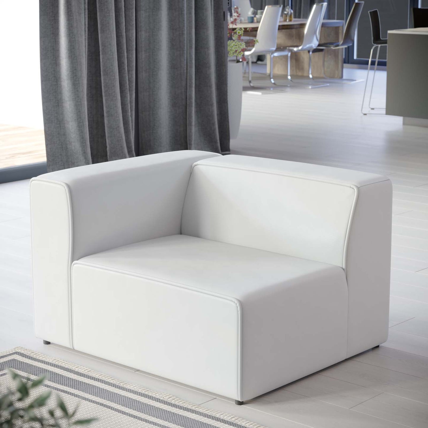 Mingle Vegan Leather Left-Arm Chair, Faux Vegan Leather, White, 20327