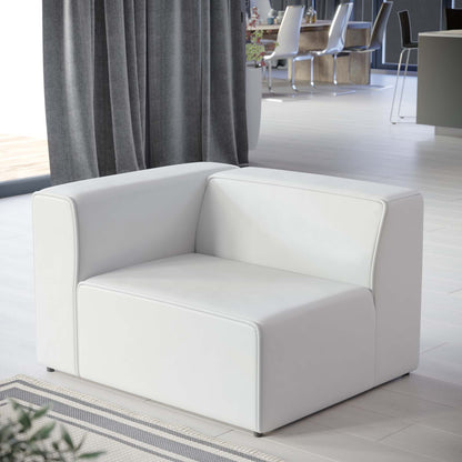 Mingle Vegan Leather Left-Arm Chair, Faux Vegan Leather, White, 20327