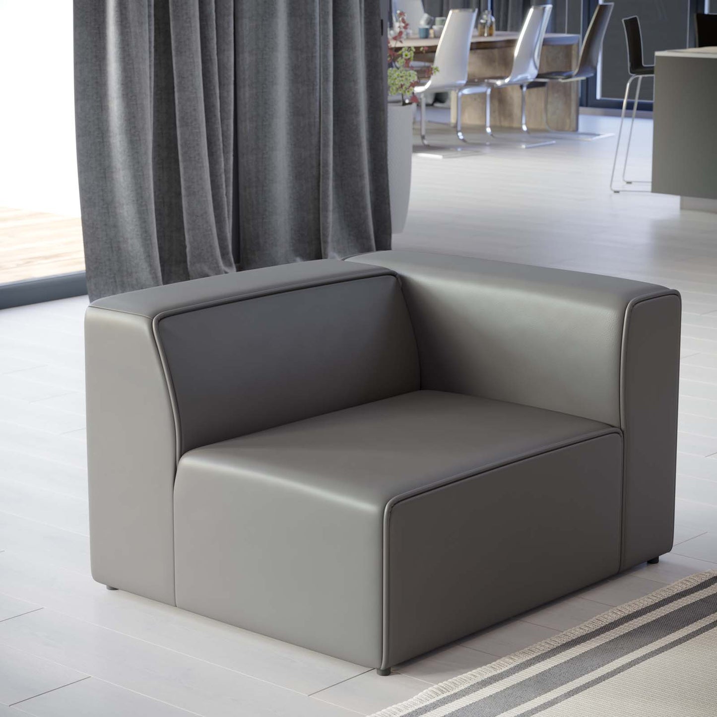 Mingle Vegan Leather Right-Arm Chair, Faux Vegan Leather, Grey Gray, 20328