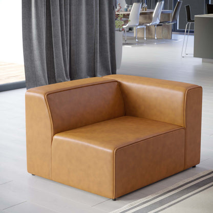 Mingle Vegan Leather Right-Arm Chair, Faux Vegan Leather, Tan, 20329