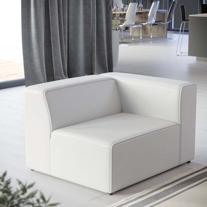 Mingle Vegan Leather Right-Arm Chair, Faux Vegan Leather, White, 20330