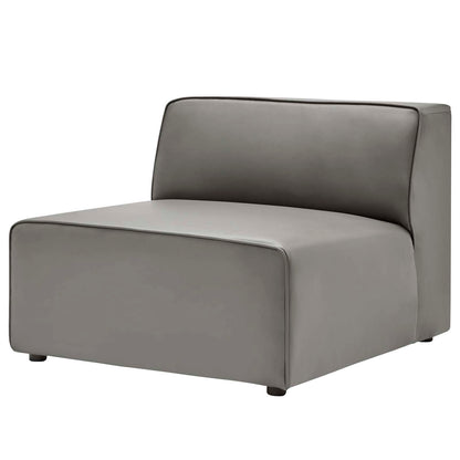 Mingle Vegan Leather Armless Chair, Faux Vegan Leather, Grey Gray, 20331