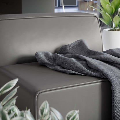 Mingle Vegan Leather Armless Chair, Faux Vegan Leather, Grey Gray, 20331