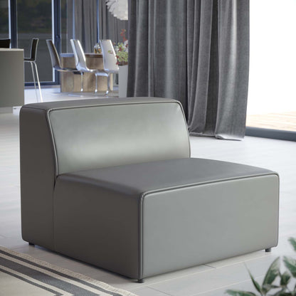 Mingle Vegan Leather Armless Chair, Faux Vegan Leather, Grey Gray, 20331