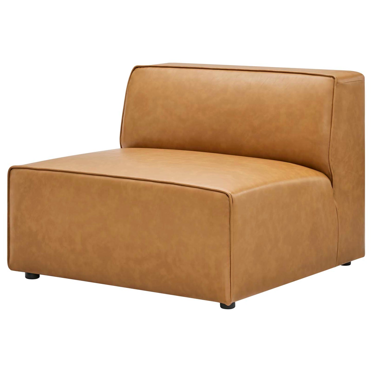 Mingle Vegan Leather Armless Chair, Faux Vegan Leather, Tan, 20332