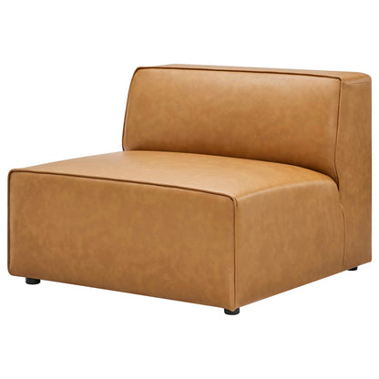 Mingle Vegan Leather Armless Chair, Faux Vegan Leather, Tan, 20332