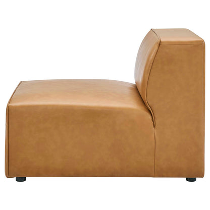 Mingle Vegan Leather Armless Chair, Faux Vegan Leather, Tan, 20332