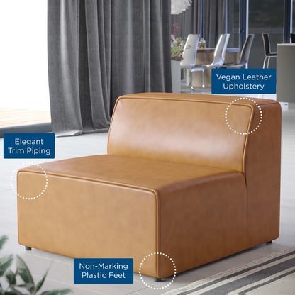 Mingle Vegan Leather Armless Chair, Faux Vegan Leather, Tan, 20332