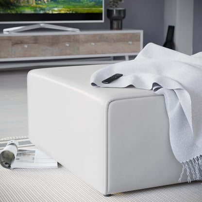 Mingle Performance Velvet Ottoman, Velvet, White, 20336