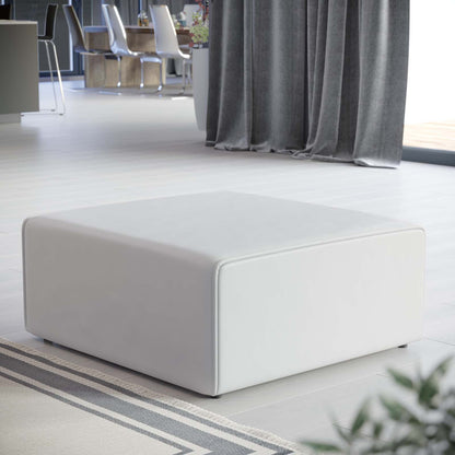 Mingle Performance Velvet Ottoman, Velvet, White, 20336