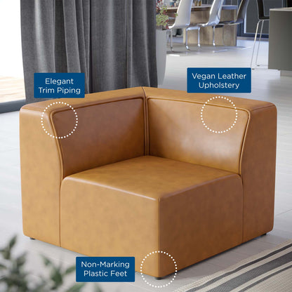 Mingle Vegan Leather Corner Chair, Faux Vegan Leather, Tan, 20338