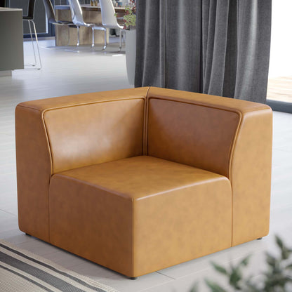 Mingle Vegan Leather Corner Chair, Faux Vegan Leather, Tan, 20338