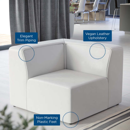 Mingle Vegan Leather Corner Chair, Faux Vegan Leather, White, 20339