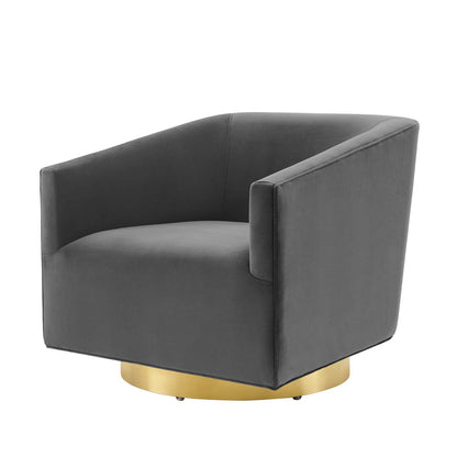 Twist Accent Lounge Performance Velvet Swivel Chair, Velvet, Gold Grey Gray, 20340