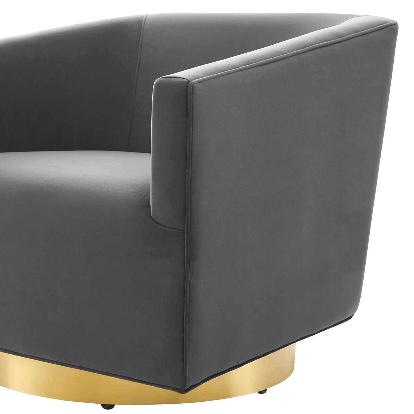 Twist Accent Lounge Performance Velvet Swivel Chair, Velvet, Gold Grey Gray, 20340