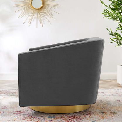 Twist Accent Lounge Performance Velvet Swivel Chair, Velvet, Gold Grey Gray, 20340