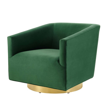 Twist Accent Lounge Performance Velvet Swivel Chair, Velvet, Gold Green, 20341