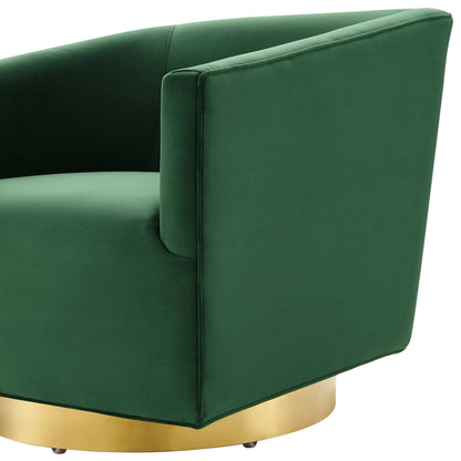 Twist Accent Lounge Performance Velvet Swivel Chair, Velvet, Gold Green, 20341