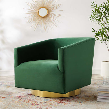 Twist Accent Lounge Performance Velvet Swivel Chair, Velvet, Gold Green, 20341