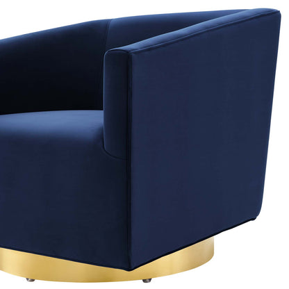Twist Accent Lounge Performance Velvet Swivel Chair, Velvet, Gold Dark Blue, 20342