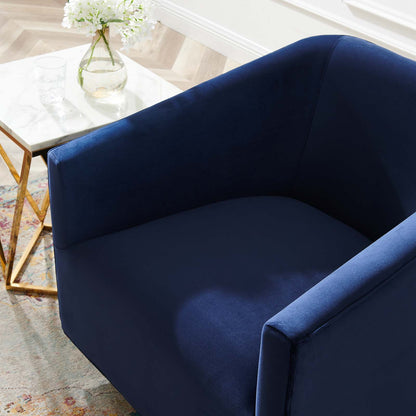 Twist Accent Lounge Performance Velvet Swivel Chair, Velvet, Gold Dark Blue, 20342