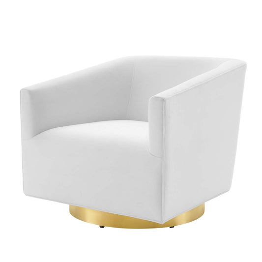 Twist Accent Lounge Performance Velvet Swivel Chair, Velvet, Gold White, 20343