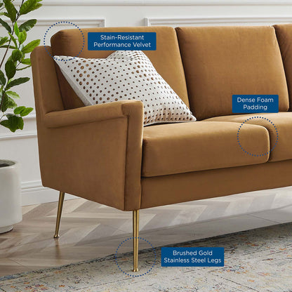 Chesapeake Performance Velvet Sofa, Velvet, Gold Brown, 20344